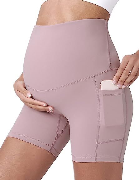 POSHDIVAH Women's Maternity Yoga Shorts Over The Belly Bump Summer Workout Running Active Short P... | Amazon (US)