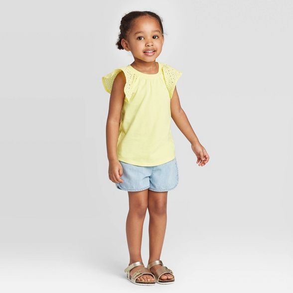Toddler Girls' Woven Pull-On Shorts - Cat & Jack™ Light Blue | Target
