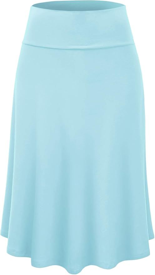 Lock and Love Women's Solid Ombre Lightweight Flare Midi Pull On Closure Skirt S-XXXL Plus Size | Amazon (US)