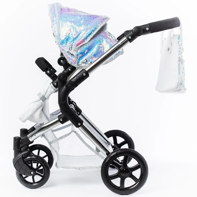 Roma Prams: Polly Single Doll Pram - Silver Mermaid Sequins - Convertible 2-In-1: Carry Cot & Sea... | Walmart (US)