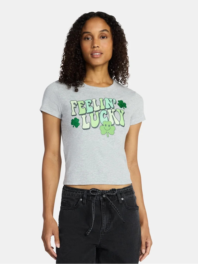 St. Patrick's Day Women's Feel Lucky Graphic Tee with Short Sleeves, Sizes XXS-XXL | Walmart (US)
