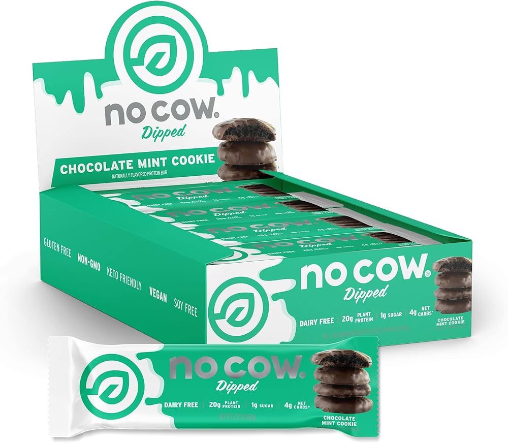 No Cow Chocolate Dipped Protein Bars, 20g Plant Based Vegan Protein, Keto Friendly, Low Sugar, Lo... | Amazon (US)
