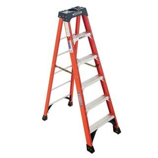 Werner 6 ft. Fiberglass Step Ladder ( 10 ft. Reach Height) with 300 lb. Load Capacity Type IA Dut... | The Home Depot