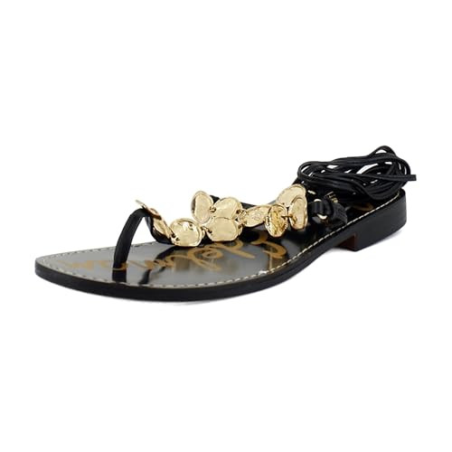Sam Edelman Deirdre Flat Sandal Black Leather 8.5 Medium | Amazon (US)