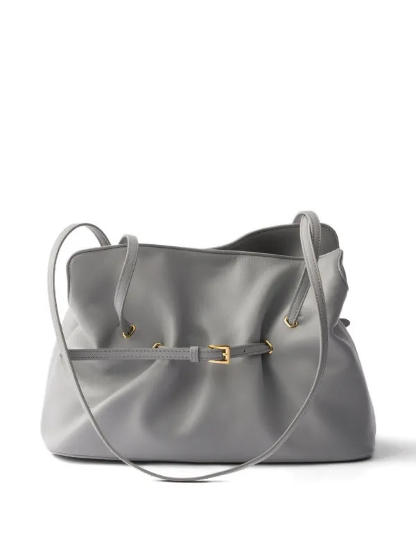 Prada Small Dada Leather Tote Bag | Grey | FARFETCH AU | Farfetch Global