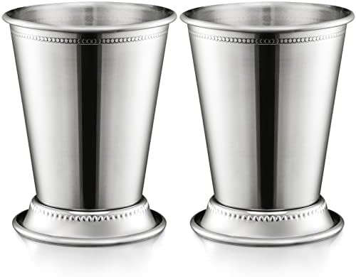 ZEAYEA Set of 2 Mint Julep Cups, Classic Stainless Steel Glasses for Party Bar Home Restaurant, 1... | Amazon (US)