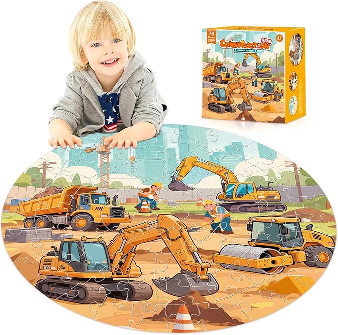 Floor Puzzles for Kids Ages 4-6 70 Piece Construction Site Large Floor Puzzle with Excavator, Dum... | Amazon (US)