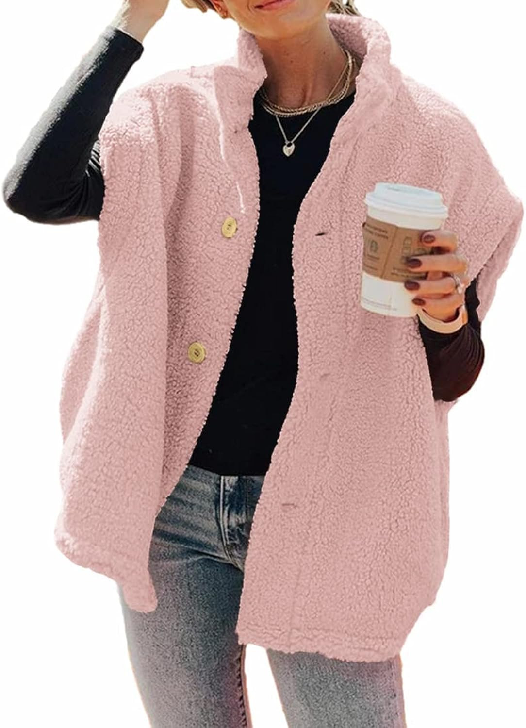 Hongqizo Womens Fuzzy Fleece Vest Casual Oversized Warm Button Down Sherpa Vest Jacket with Pocke... | Amazon (US)