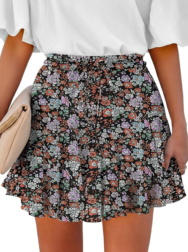 Caracilia Womens High Waist Skorts, Lightweight Flowy Chiffon Fabric, Boho & Beach Vacation, Vers... | Amazon (US)