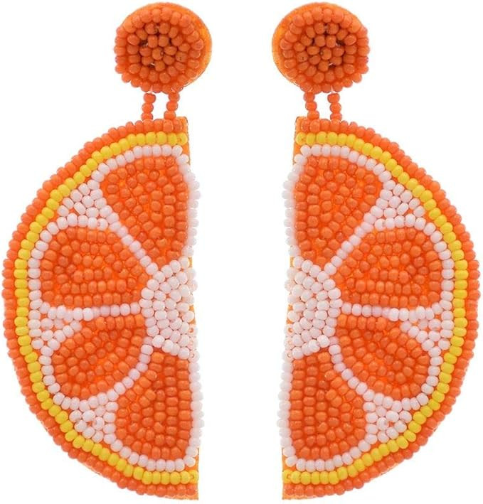 idealway Statement Dangle Fruit Earrings - Fashion Cute Pineapple Orange Watermelon Cherry Beaded... | Amazon (US)