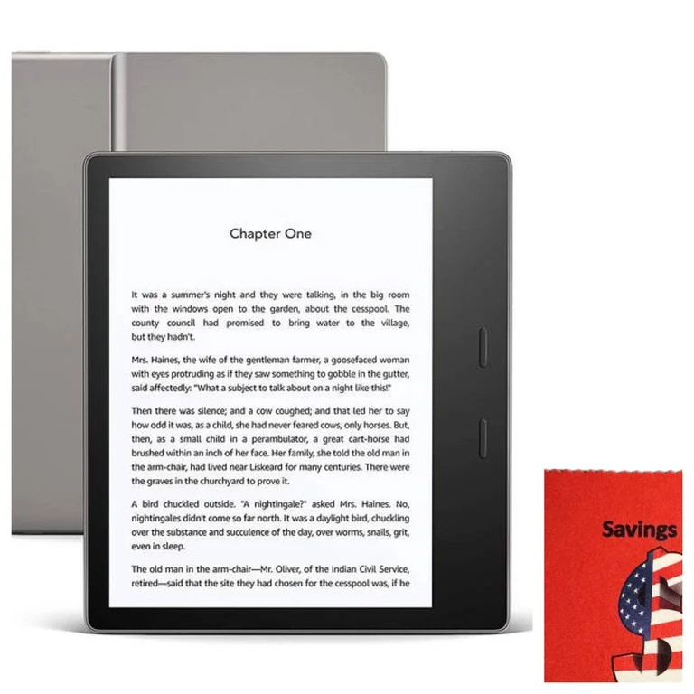 Kindle_Oasis 8GB E-Reader with 7” Display and Page Turn Buttons, Graphite, Free Cleaning Cloth | Walmart (US)