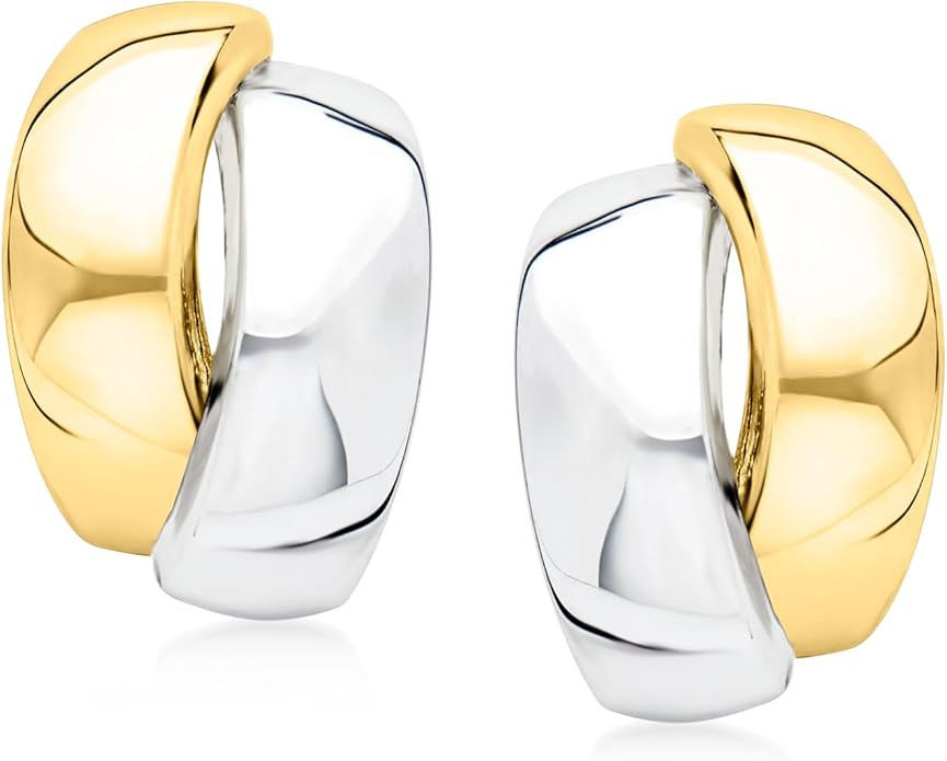Ross-Simons 14kt 2-Tone Gold Curved Earrings | Amazon (US)