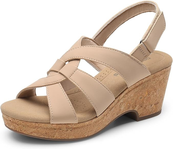 DREAM PAIRS Women's Wedge Sandals Comfortable Open Toe Platform Casual Dressy Cork Summer Dress S... | Amazon (US)