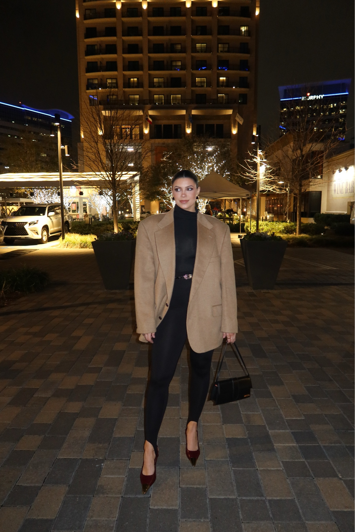 Outfit of the night featuring stirrup leggings! Everything is TTS. I thrifted the belt, blazer and earrings. I linked similar! 

#LTKBeauty #LTKSaleAlert #LTKStyleTip