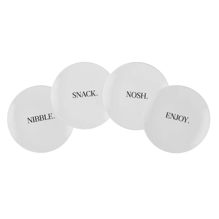 Better Homes & Gardens Words White, Black 4 Pieces Appetizer Plate Set | Walmart (US)