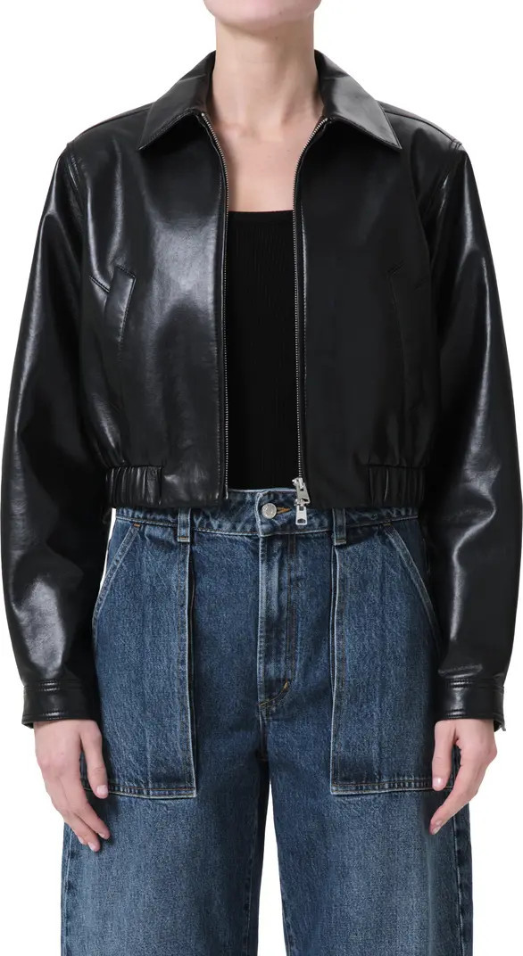 AGOLDE Essie Recycled Leather Crop Jacket | Nordstrom | Nordstrom