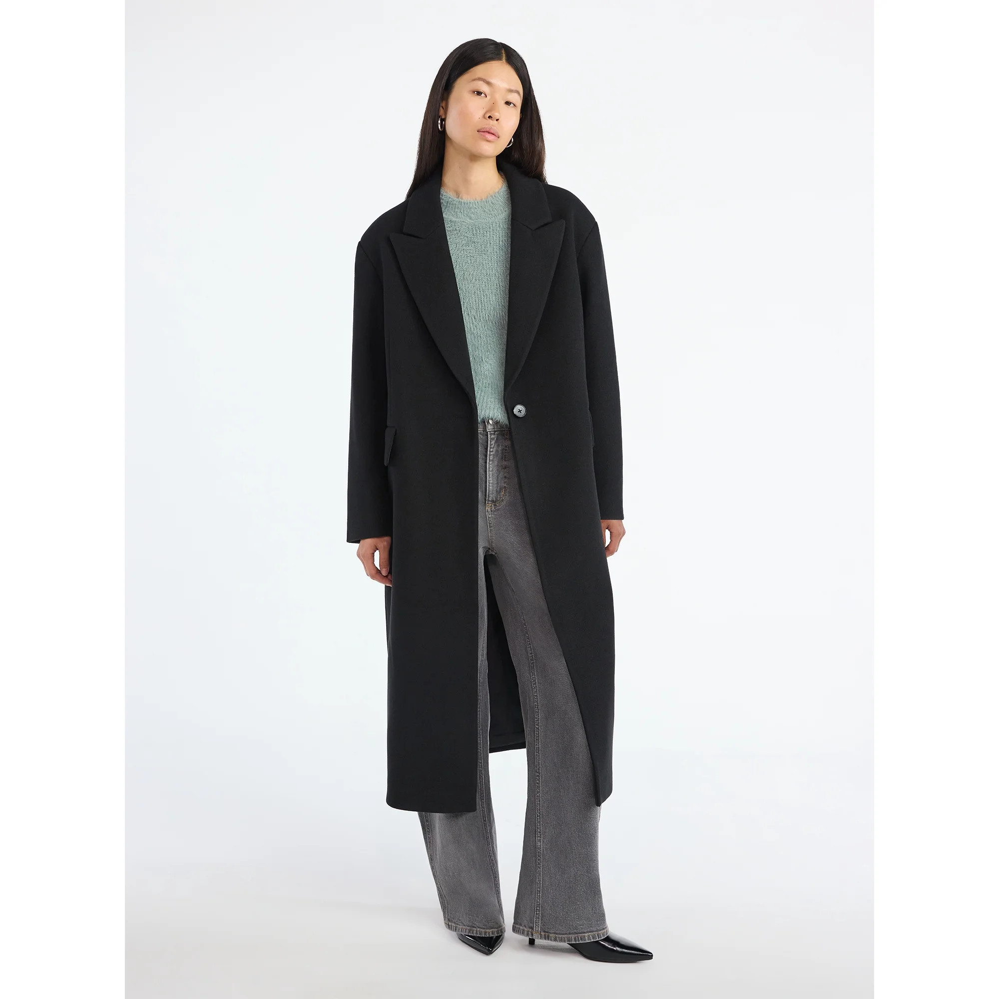 Scoop Women's and Women's Plus Oversized Faux Wool Coat, Heavyweight, Sizes XS-4X | Walmart (US)
