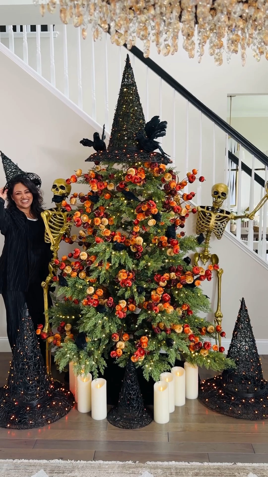 "Witch, please... my tree is the real Halloween queen! 💀👑

One pick style, a pre lit witch hat and some black crows can make any tree scream Halloween!!

Christmas in July
Halloween tree
Pumpkin picks 
Skeletons 
Pre lit Witch hats 
Crows

#LTKstorytime #LTKSeasonal #LTKHome