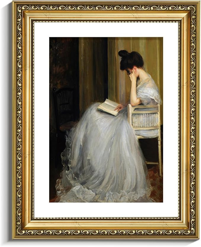 VIYYIEA Gold Framed Wall Art Canvas Print Home Decor for Living Room Women Reading Pictures for B... | Amazon (US)