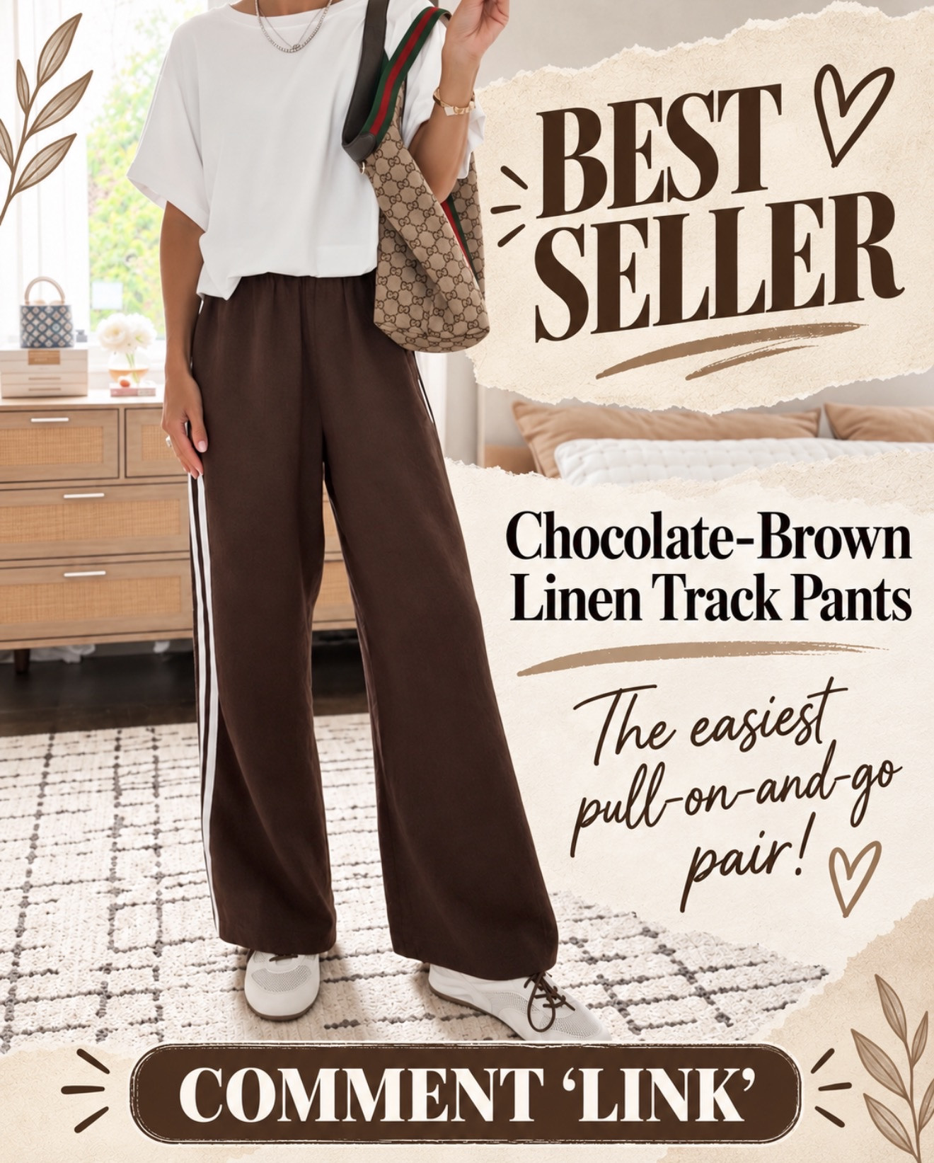 These chocolate-brown linen track pants were made for easy fall outfits! Pull-on comfort, the cutest sporty stripe, and so easy to throw on and go.

#LTKOver40 #LTKootd #LTKmomlife