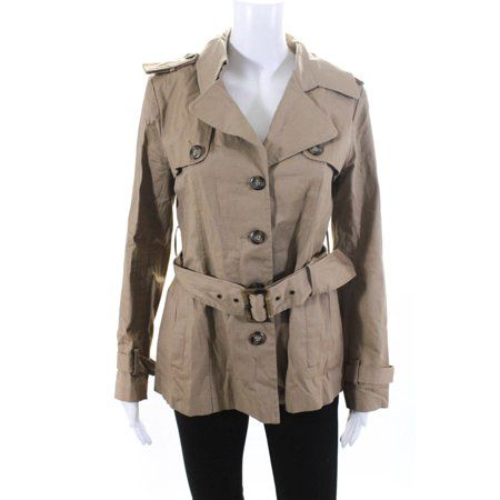 Pre-owned|BB Dakota Women Cotton Belted Button Up Short Trench Coat Beige Size M | Walmart (US)