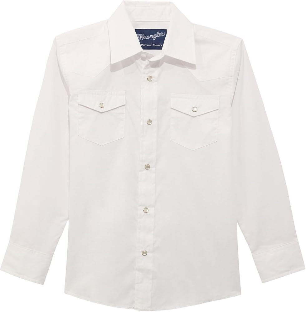 Wrangler Boy's Long Sleeve White Snap Shirt | Amazon (US)