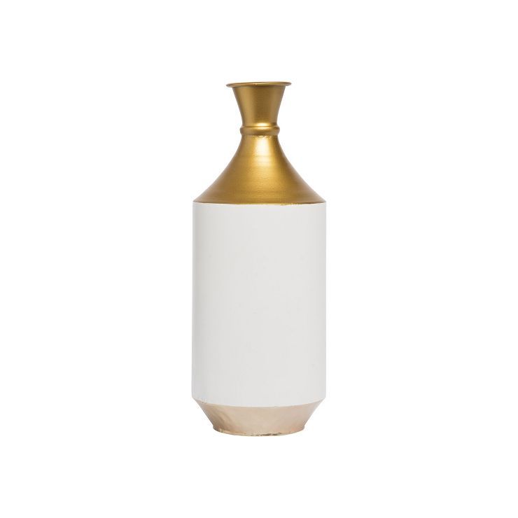 Modern  White Painted Brass Metal Decorative Vase - Foreside Home & Garden | Target