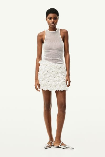 Rhinestone-embellished Mini Skirt - White - Ladies | H&M US | H&M (US + CA)