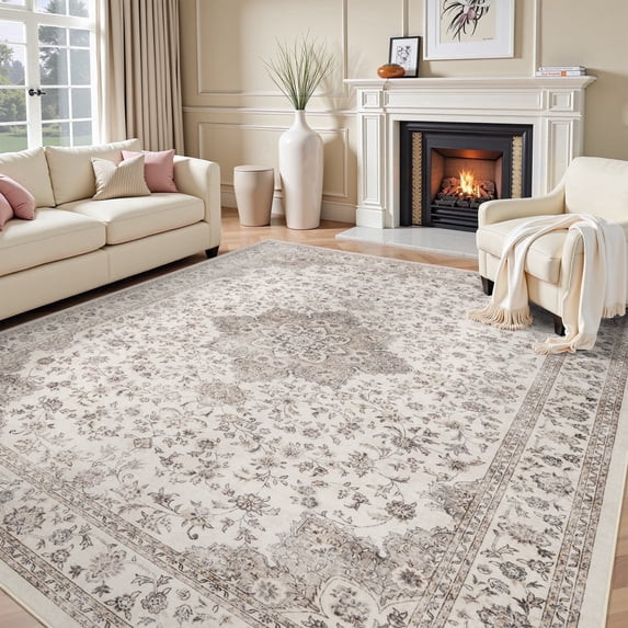 SIXHOME 8x10 Feet Washable Non-Slip Area Rug - Traditional Distressed Vintage Brown Rug with Retr... | Walmart (US)