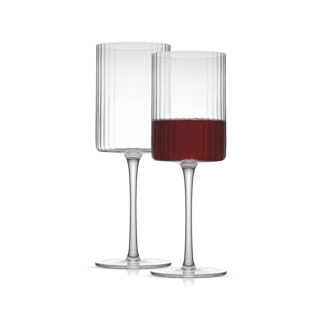 JoyJolt Elle Fluted Cylinder Red Wine Glass - 17.5 oz Long Stem Wine Glasses - Set of 2 | Target