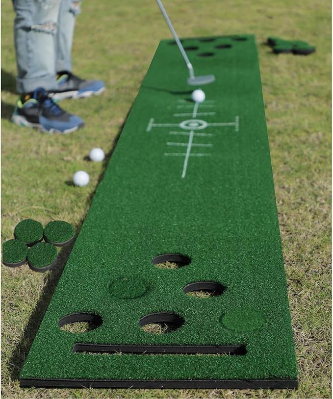 2-FNS Golf Putting Mat, Golf Putting Green Pong Game Set 4 Golf Balls, 12 Hole Covers, Golf Train... | Amazon (US)