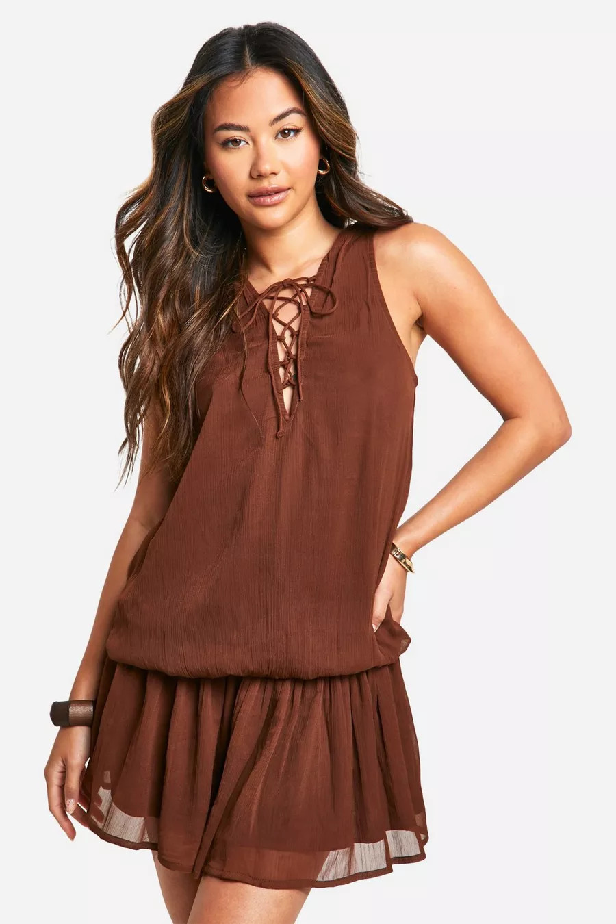 Tie Chiffon Mini Dress | Boohoo.com (UK & IE)