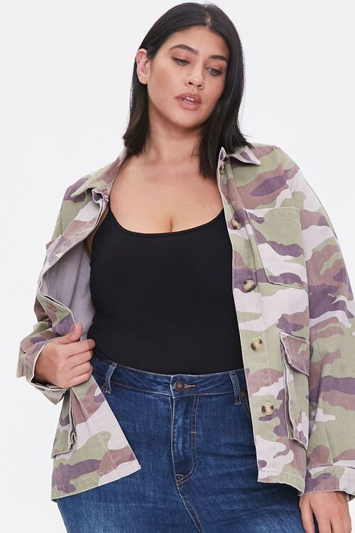 Plus Size Camo Print Twill Jacket | Forever 21 (US)