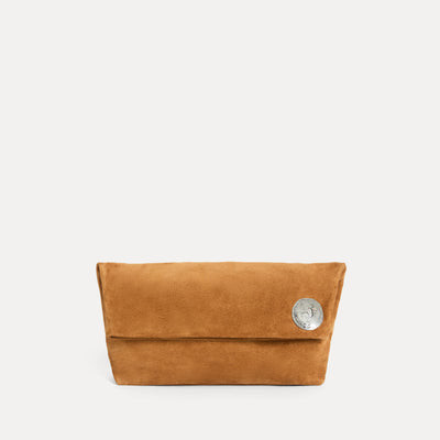 Vesta Clutch Tan Suede | Streets Ahead Inc