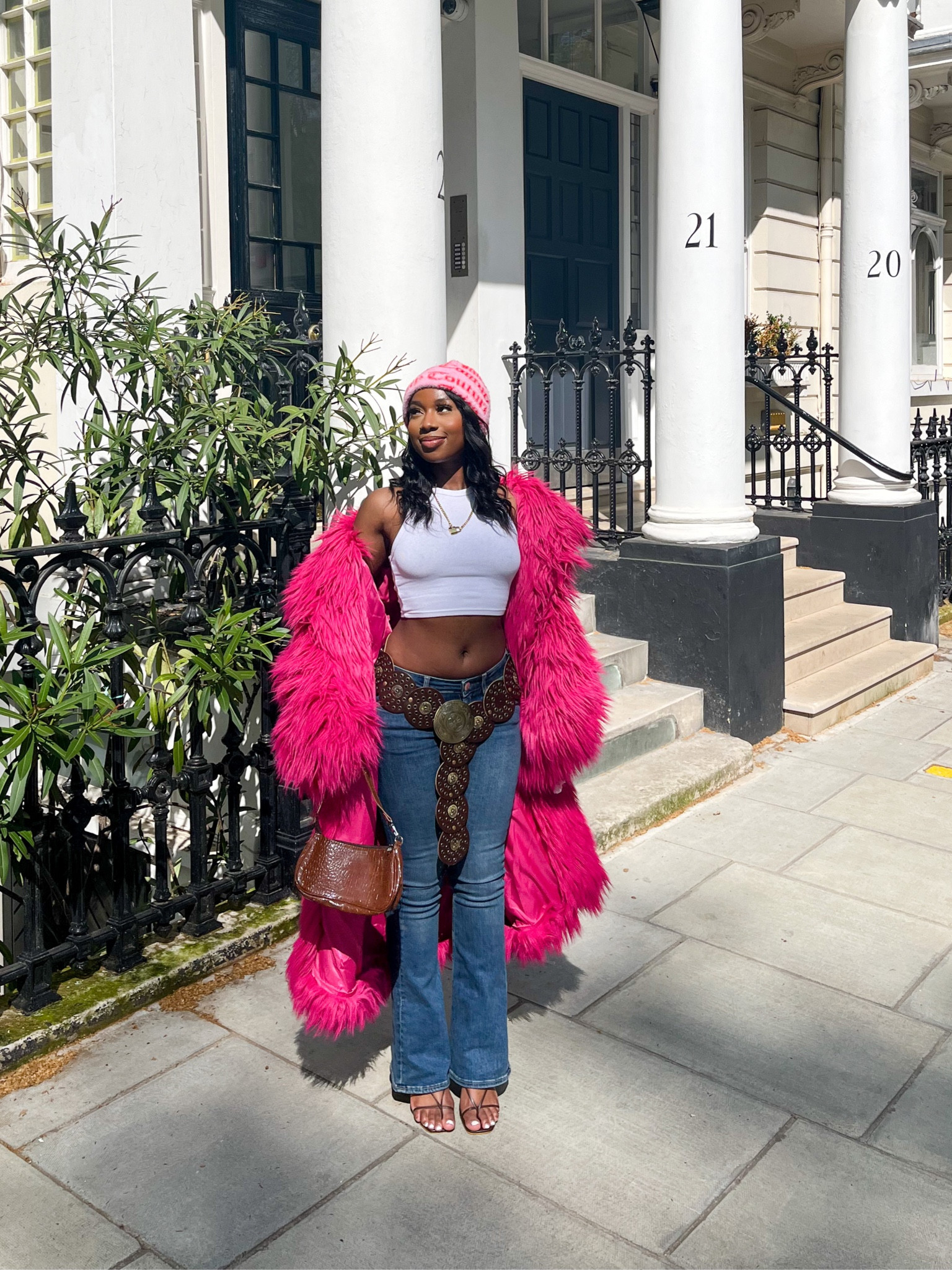 Weekday Mia faux fur coat in bright pink