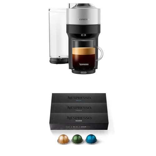 Nespresso Vertuo Pop+ Deluxe Coffee and Espresso Machine by De'Longhi, Silver and Capsules VertuoLine, Medium and Dark Roast Coffee, Variety Pack, Stormio, Odacio, Melozio, 30 Count | Amazon (US)