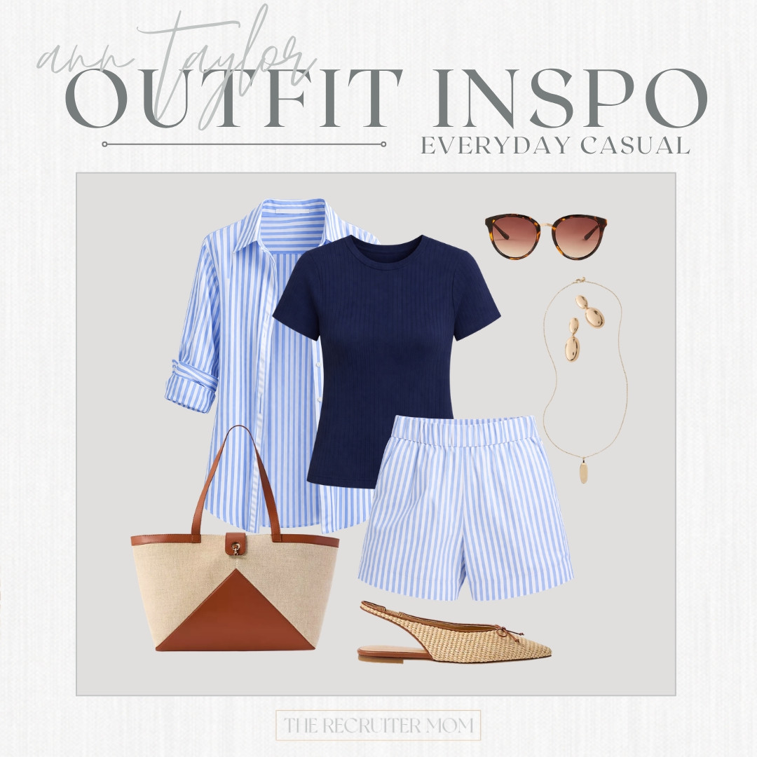 Blue striped two-piece set you can mix, match, and re-wear all summer. The raffia slingback flats are a sleeper hit — way more comfortable than they look.  #StripedSet #AnnTaylor #SpringStyle #SummerOutfit #MomStyleDaily 

 

#LTKSeasonal #LTKOver40 #LTKMidsize