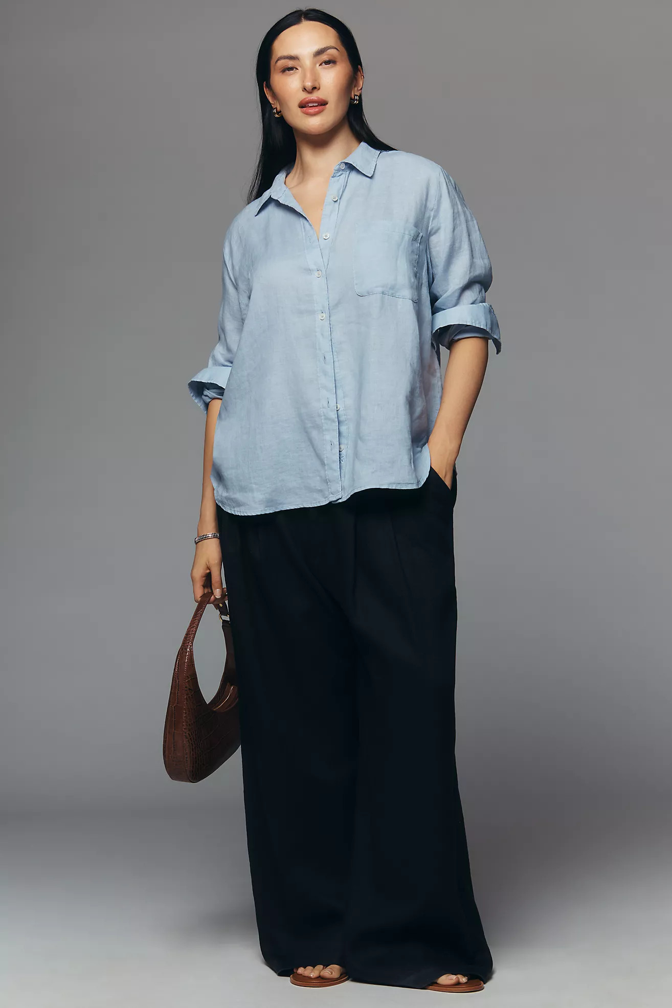 Maeve Kate 100% Linen Classic Buttondown Shirt | Anthropologie (US)