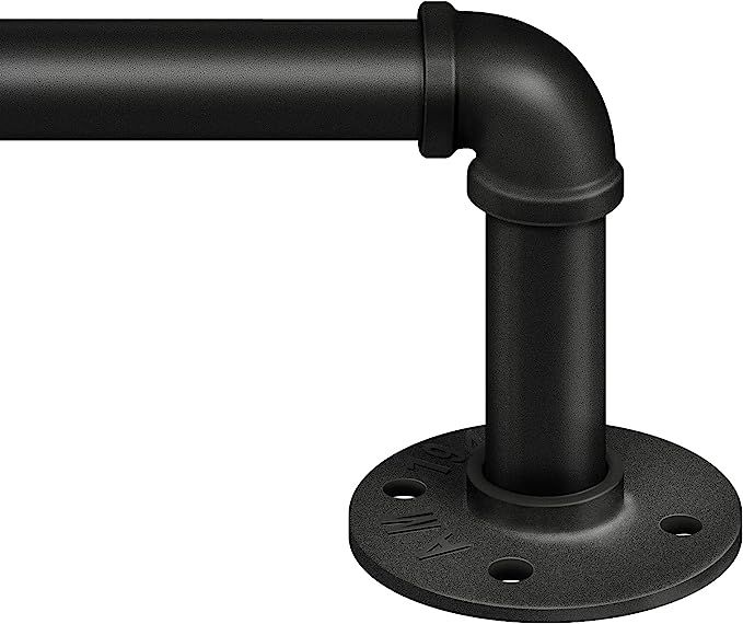 Curtain Rods for Windows 66 to 120, 1 Inch Industrial Curtain Rod, Wrap Around Black Curtain Rods... | Amazon (US)