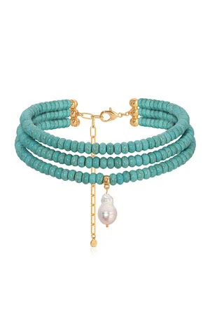 Ettika Marina Layers Turquoise Beaded Pearl Pendant Necklace | PacSun