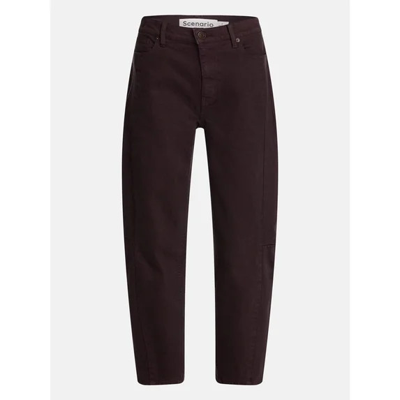 Scenario Women's and Women's Plus High Rise Barrel Jeans, 26", 28" Inseam, Sizes 0-28W | Walmart (US)