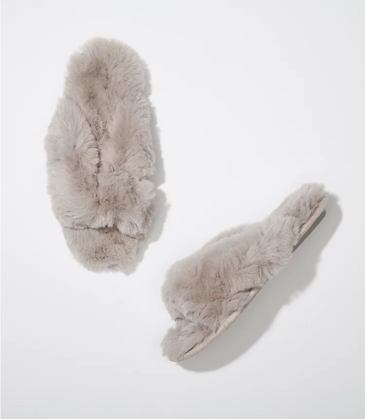 Criss Cross Faux Fur Slippers | LOFT | LOFT