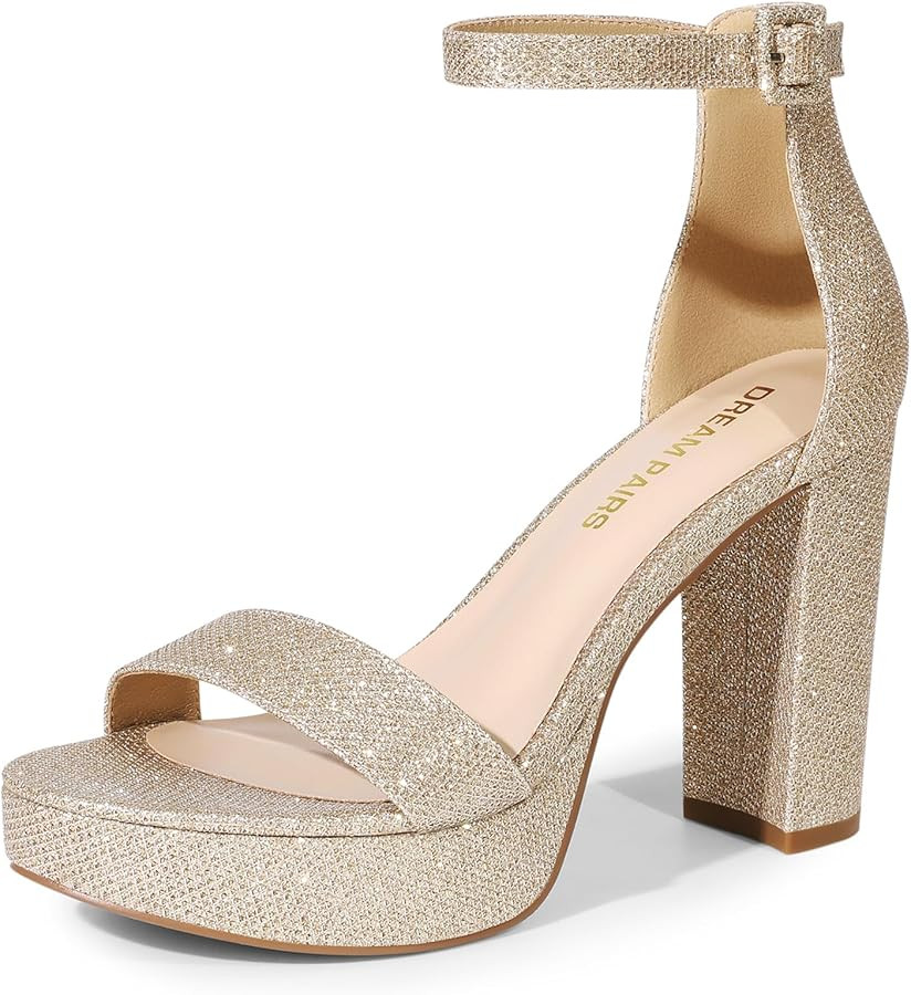 DREAM PAIRS Women's Platform Chunky High Heeled Sandals Open Toe Block Heels Ankle Strap Dress Sh... | Amazon (US)