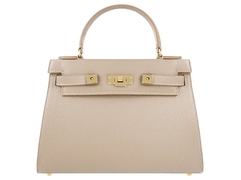Maya Large Caribou Soft Grainy Print Calf Leather Handbag - Beige | Lalage Beaumont