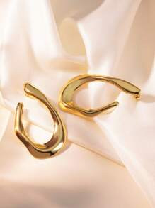 1 Pair Minimalist & Elegant Asymmetrical U-Shaped Stainless Steel Earrings, Suitable For Women's ... | SHEIN