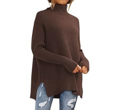 EFAN Trendy Oversized Turtleneck Sweater for Women Long Knitted Cozy Pullover Sweaters | Amazon (US)
