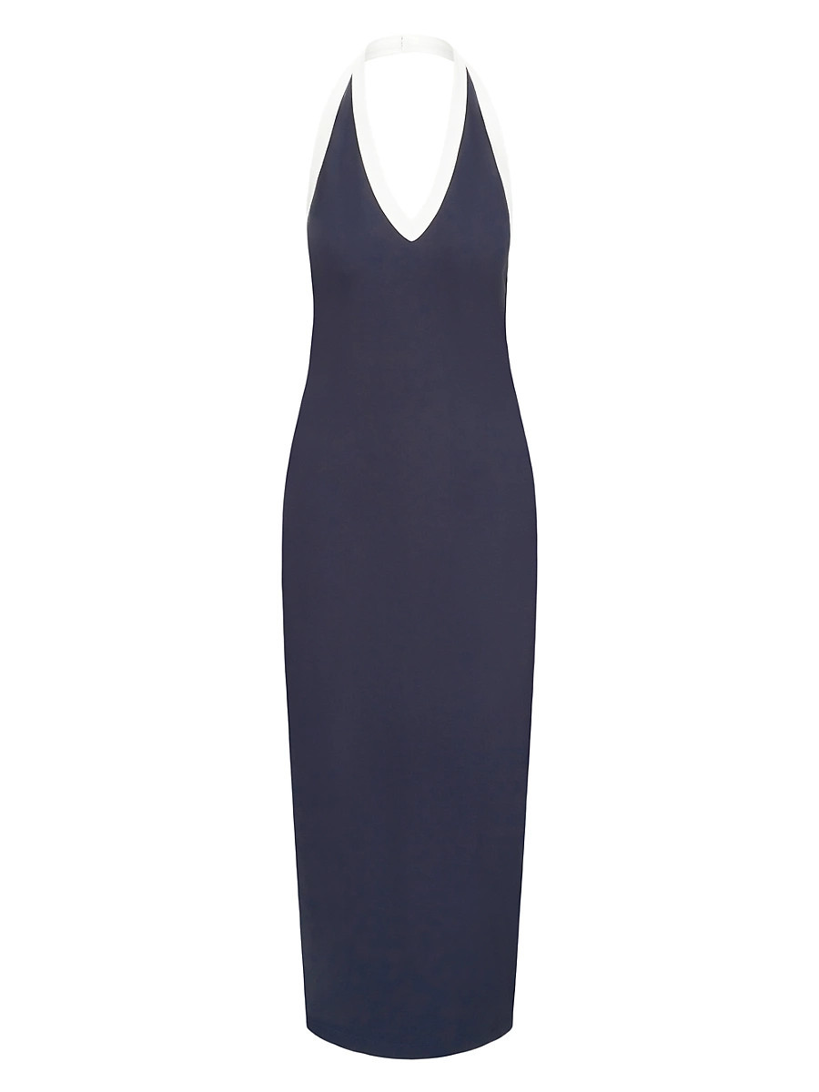 Women's Naomi Halterneck Maxi Dress - Navy White - Size Large | Saks Fifth Avenue