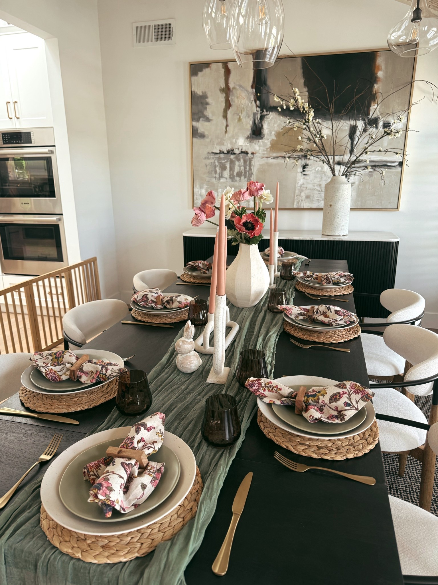 Easter Spring Tablescape. Plates, floral napkins, table runner, candles, faux flowers and more #ltkparty #ltkdecor

#LTKHome