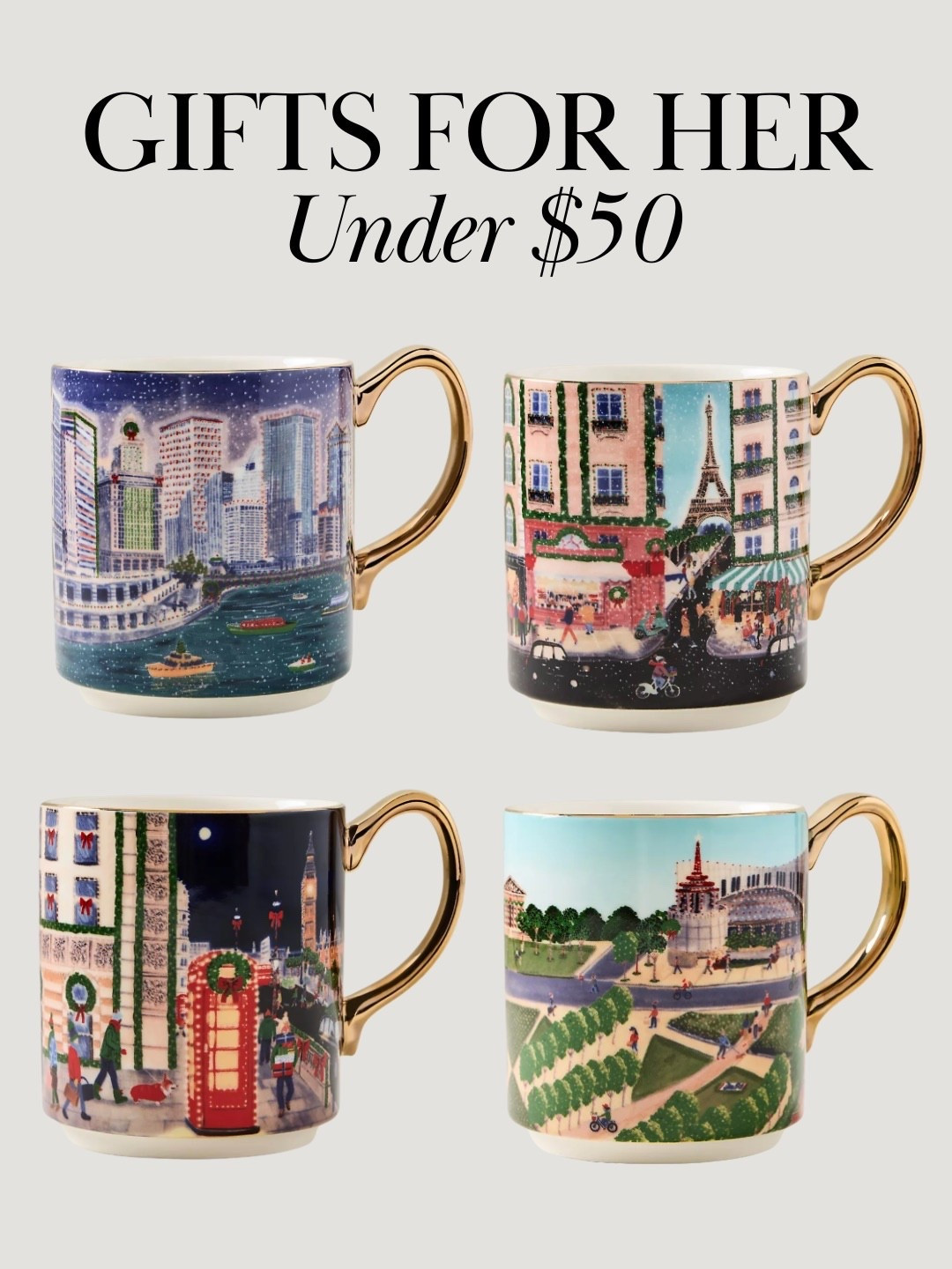Gifts for her under $50! The city collection mugs are a great personalized and collectible gift 

#LTKFindsUnder50 #LTKHoliday #LTKGiftGuide