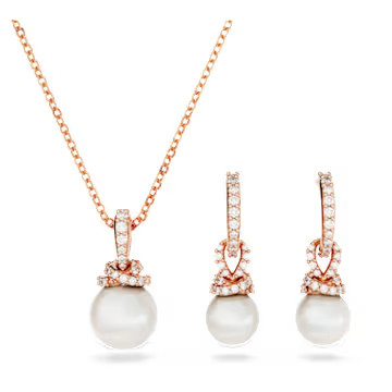 Originally set, Crystal pearl, White, Rose gold-tone plated by SWAROVSKI | SWAROVSKI